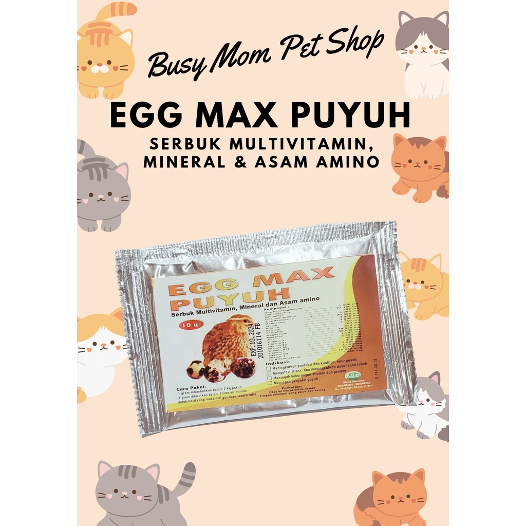 Egg Max Puyuh Multivitamin, Mineral, Asam Amino