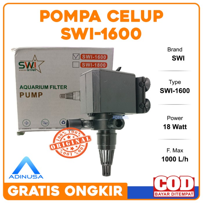 POMPA POWER HEAD SILENT SWI STAR 1600 SWI-1600 AQUARIUM AQUASCAPE