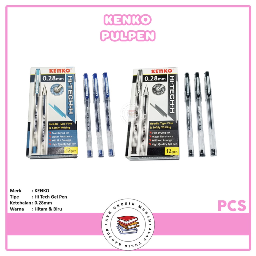 

KENKO - Pulpen Hi-Tech 0.28mm Hitam & Biru - Pcs