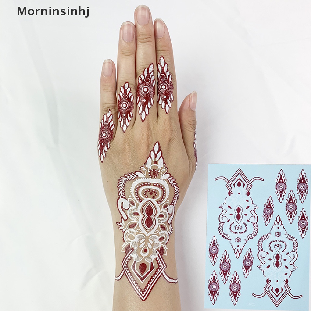 Mornin India Henna Tato Temporer Tahan Air Wanita Panjang-Waktu Stiker Mehndi Paing Tubuh Seni Festival Aksesoris id