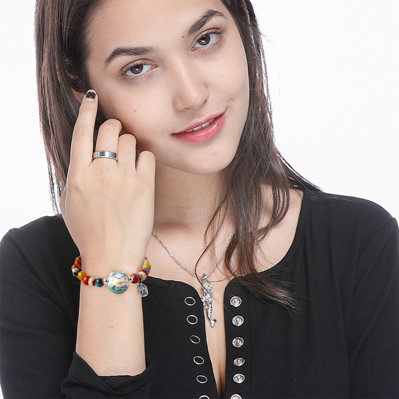 Lucky Cat Stone Beads Bracelet Bangles Sederhana Manis Gelang Keramik Untuk Wanita Gadis Hadiah Ulang Tahun Perempuan Pesona Perhiasan