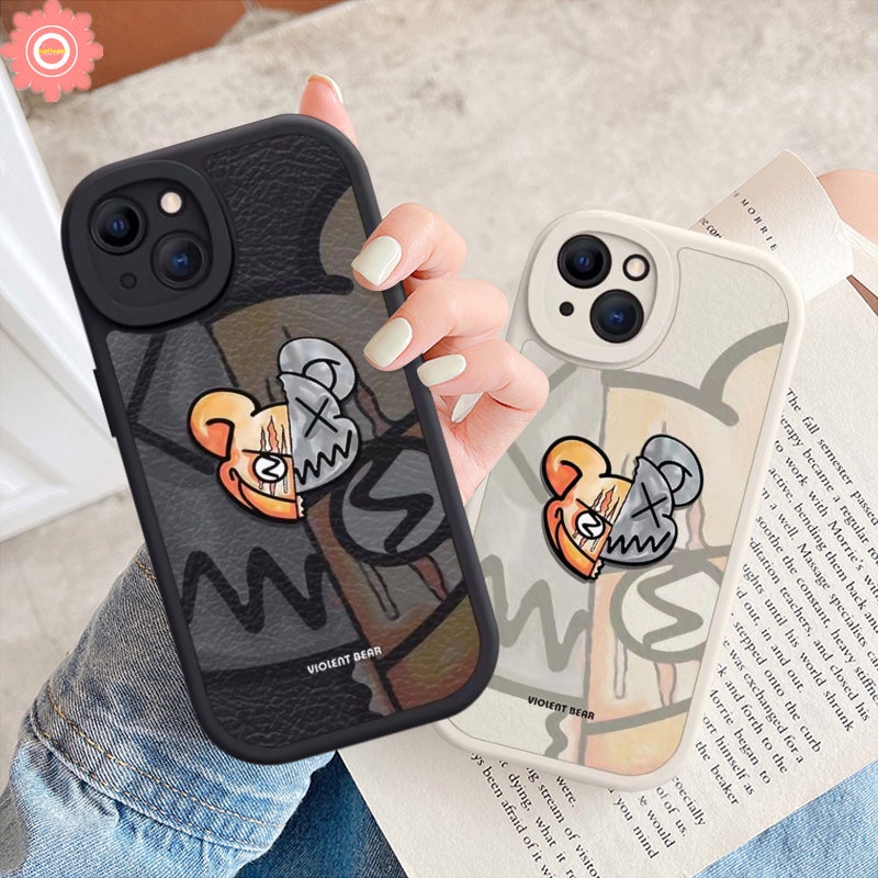 Merek Trendi Violent Bear Case Kompatibel Untuk iPhone 7Plus 11 Pro Max XR 8Plus 14 12 13 Pro Max6 6s 7 8 plus X XS Max SE 2020 Lembut Tpu Ponsel Penutup Belakang