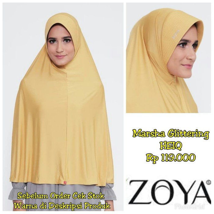 TERLARIS Bergo Hijab Instan MARSHA GLITTERING HEIQ ZOYA Original - Putih