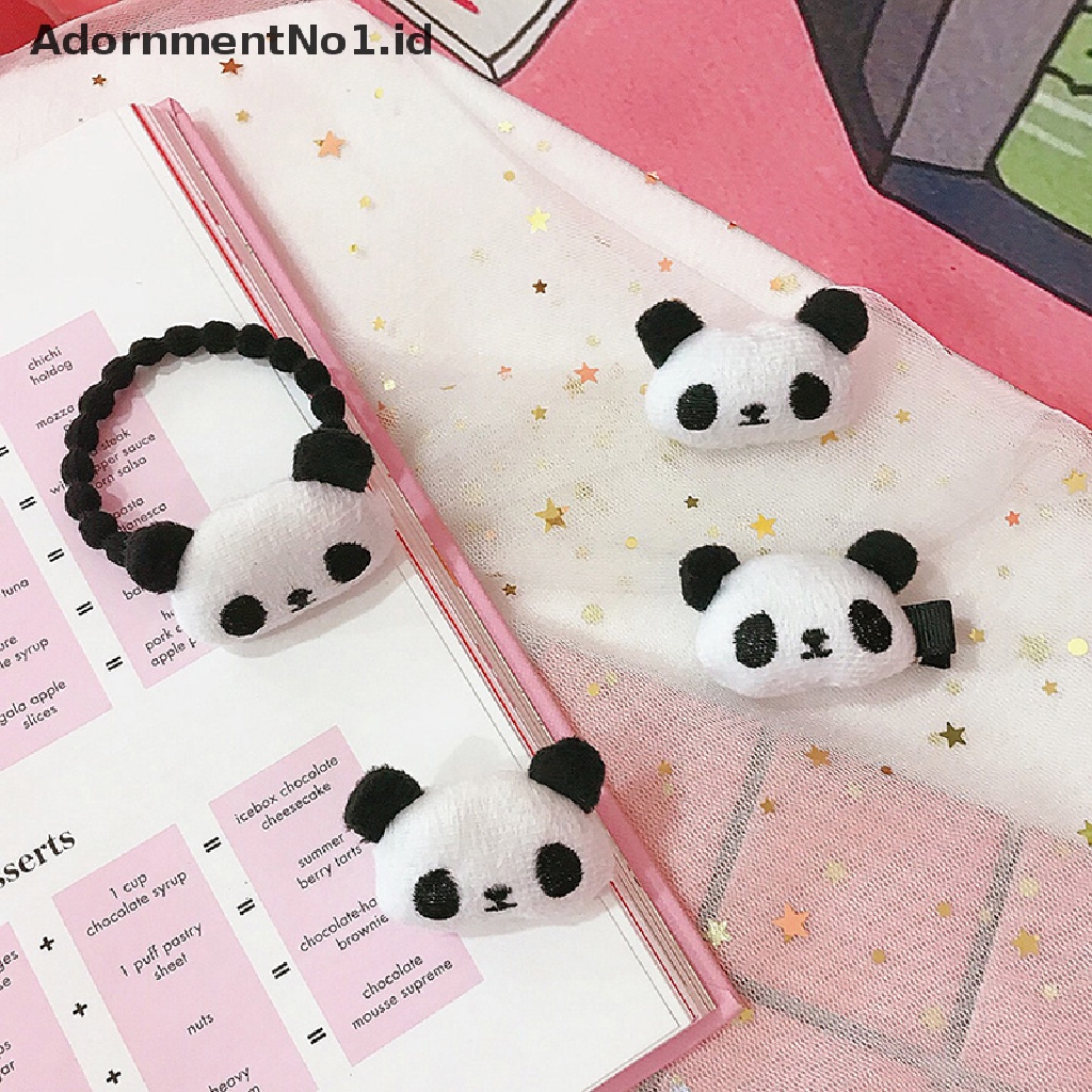 [AdornmentNo1] Jepit Rambut Panda Lucu Kartun Mewah Elastis Hair Ring Untuk Wanita Gadis Hiasan Kepala [ID]