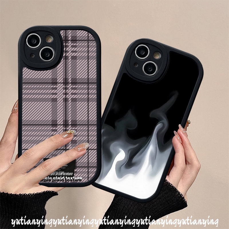 IPHONE Pasangan Kompatibel Untuk Iphone11 12 13 14 Pro MAX XR 7plus7 6 6s 814 Plus XS X MAX SE 2020 Api Sederhana Hitam Ungu Checkerboard Cover
