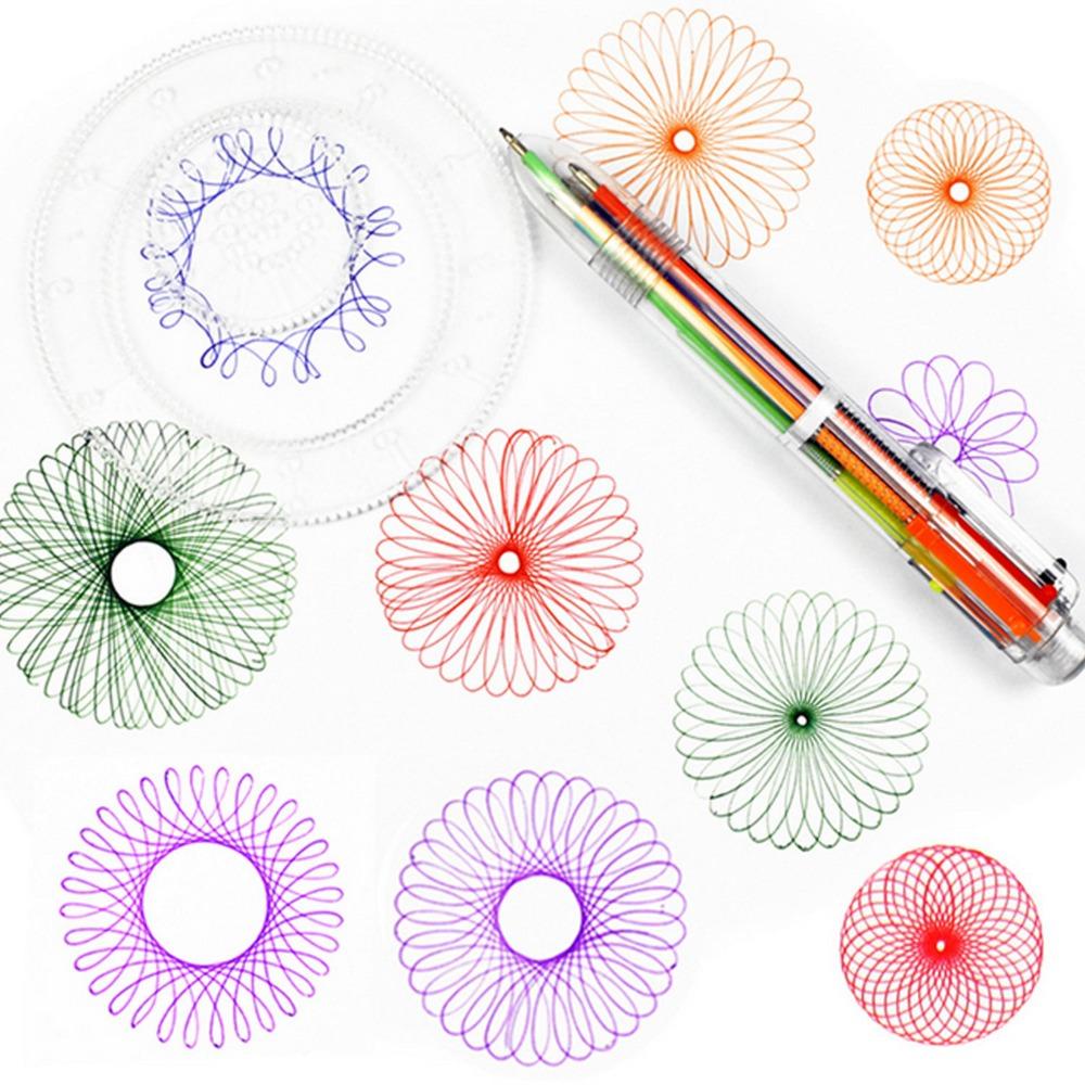 Mxbeauty Spirograph Mainan Gambar Set Minat Warna Lukisan Aksesoris Menggambar Aksesoris Desain Spiral Roda Menggambar Mainan Edukasi