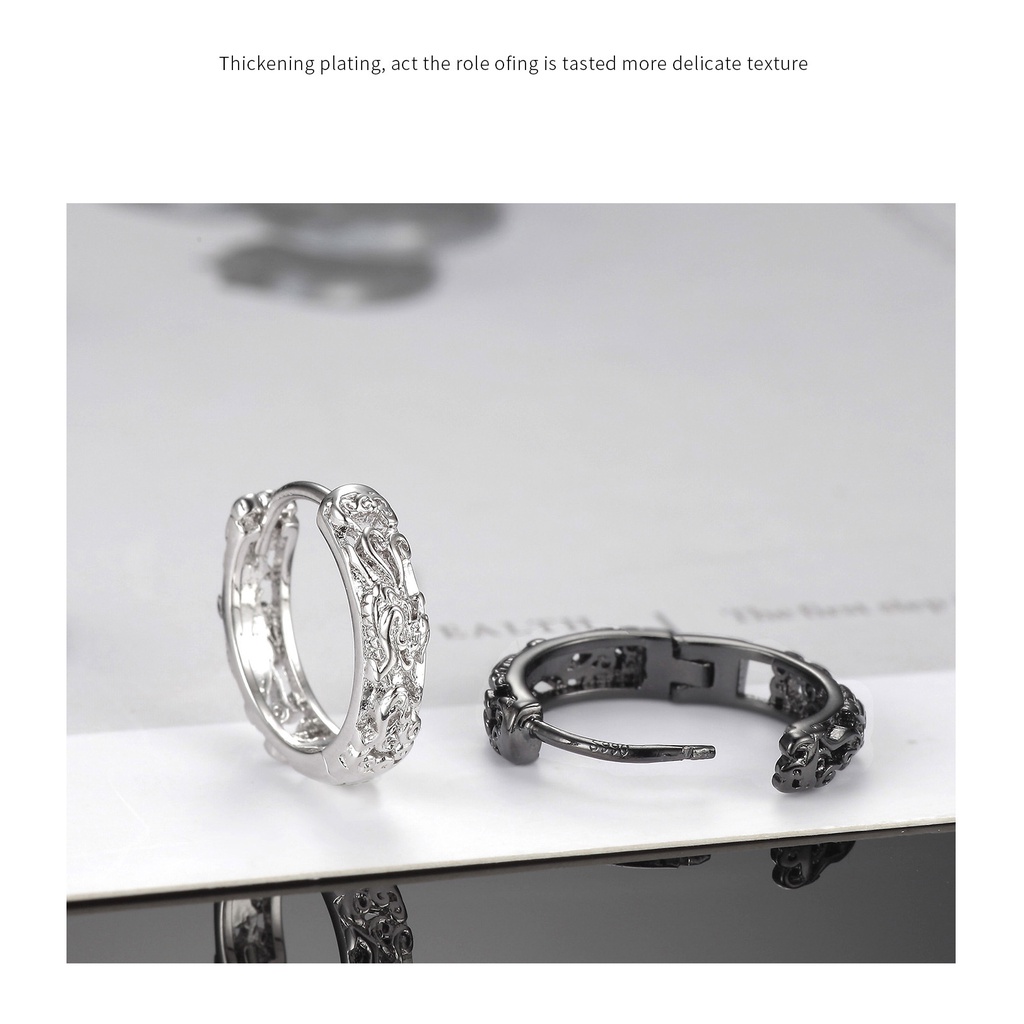 Goldkingdom Fashion Perhiasan Aksesoris Ready Stock Xiupi Telinga Gesper Perak Berlapis Anting Pribadi Gaya Etnik Anting Earstuds Pria