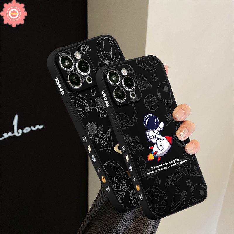 Casing Motif Samping Redmi 12C A1 10 9A 9 9T 9C NFC Note9 8 11 11s 10s 10 Pro Plus Poco M4 F4 M5 M3 Pro F3 X3 Pro M3 MI 10 11 Lite 10T NASA Space Astronot Lurus Soft Case Tepi