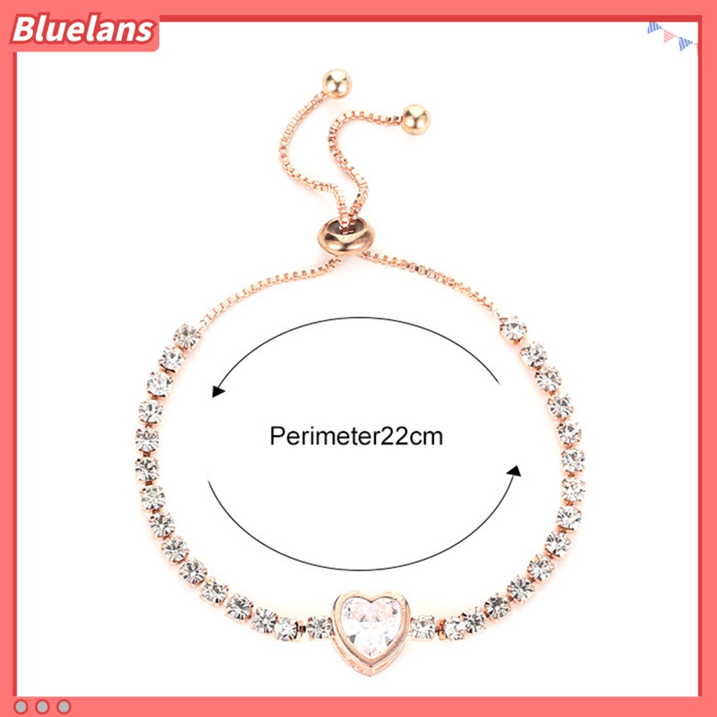 {In Stock} Gelang Wanita Hati Cubic Zirconia Perhiasan Bersinar Gaya Korea Bangle Untuk Pesta