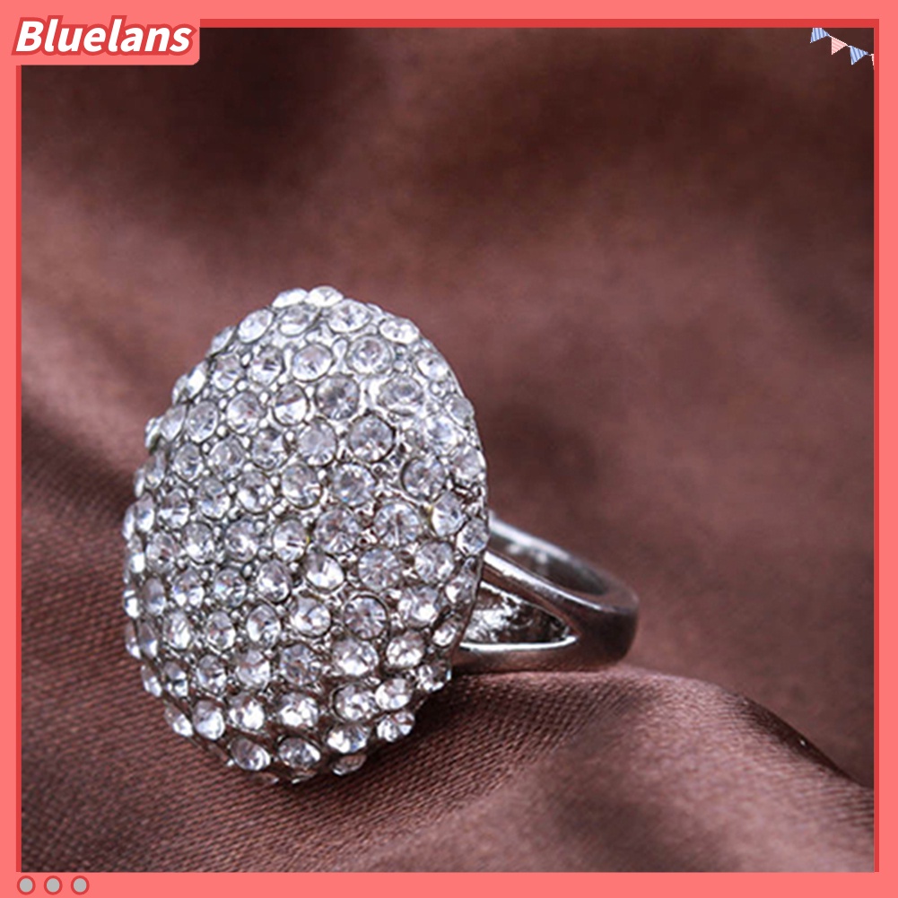 {In Stock} Wanita Mewah Oval Berlian Imitasi Potongan Pernikahan Band Pertunangan Cincin Ukuran 6-10