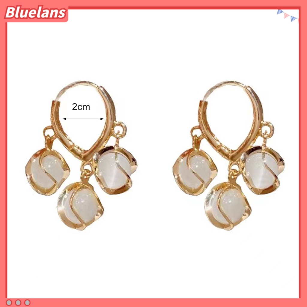 {In Stock} 1pasang Anting Hoop Tepi Halus High-end Tembaga Tembus Opal Anti-Radangan Menjuntai Anting-Anting Hadiah Pernikahan