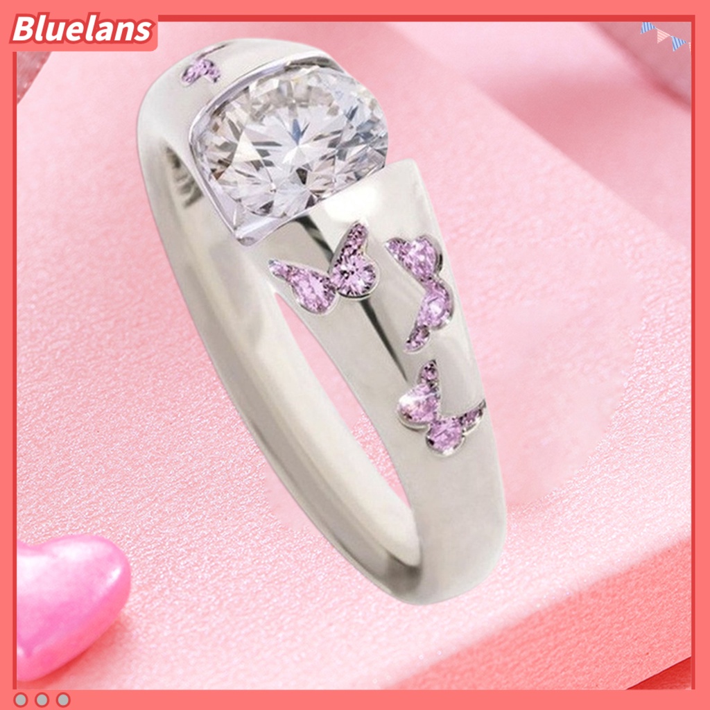 {In Stock} Cincin Motif Kupu-Kupu Aksesoris Perhiasan Alloy Cubic Zirconia Finger Band Untuk Wanita