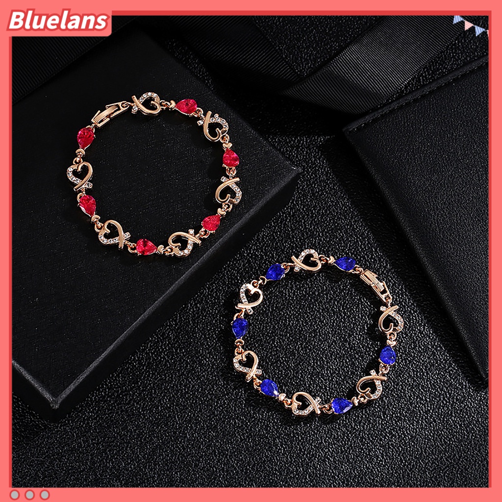 {In Stock} Wanita Modis Berongga Bentuk Hati Liontin Bangle Gelang Pesta Pergelangan Tangan Perhiasan