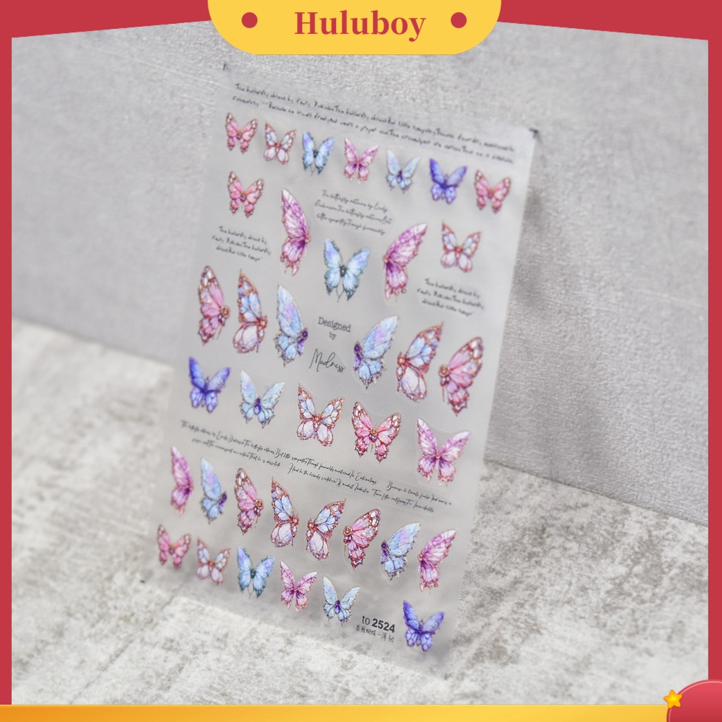 {In Stock} 1lembar Stiker Kuku DIY 5D Butterfly Nails Art Manicure Stickers Untuk Salon Kuku