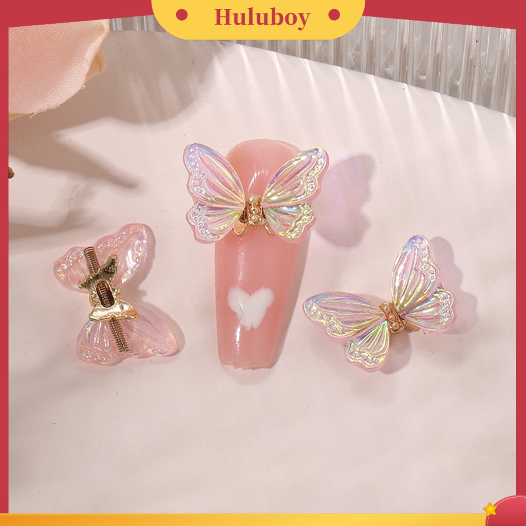 {In Stock} 10 Pcs Butterfly Nail Charms Berwarna Bersinar Sequin Resin Craft Indah DIY Aksesoris Nail Art 3D Resin Butterfly Phone Case Dekorasi Kuku Perlengkapan Manicure