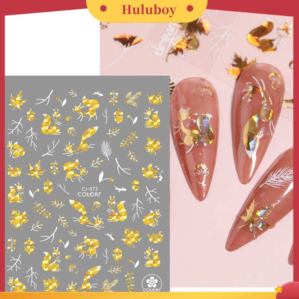 {In Stock} 2lembar Stiker Nail Art Gloss Perekat Diri Tidak Luntur DIY Kuat Lengket Kupu-Kupu Maple Daun Manicure Decal Nail Salon Supply