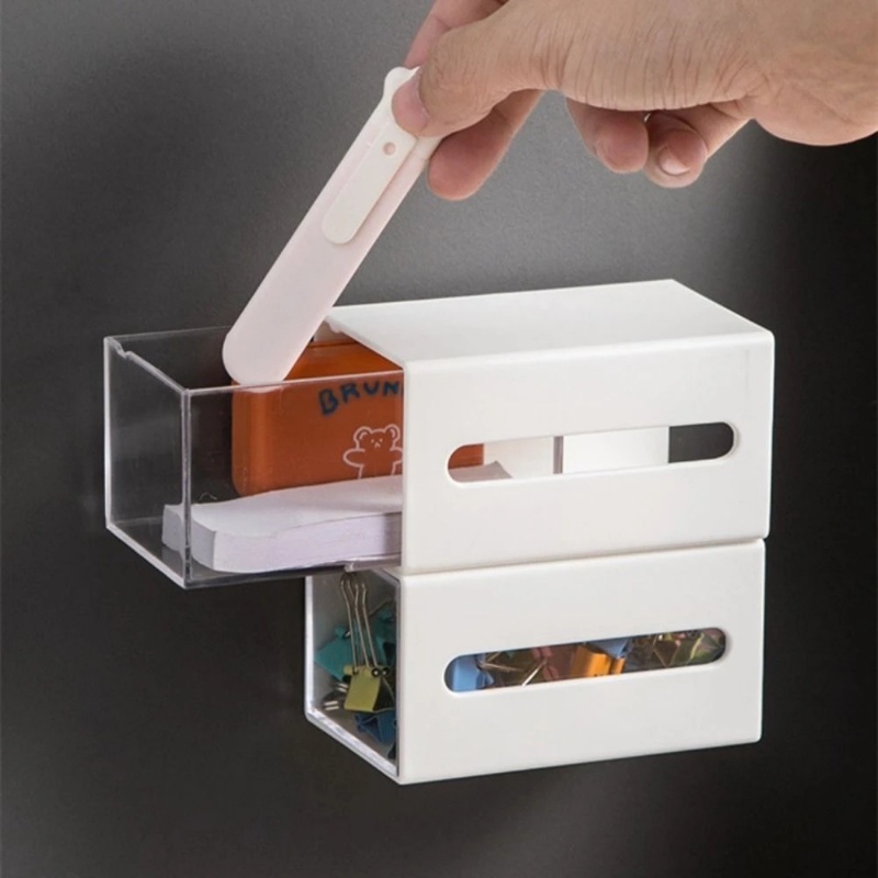 Alat Tulis Tarik Jewel Case Stackable Home Storage Container Kotak Penyimpanan Barang Yang Dipasang Di Dinding Cotton Swab Lipstik Organize Bin