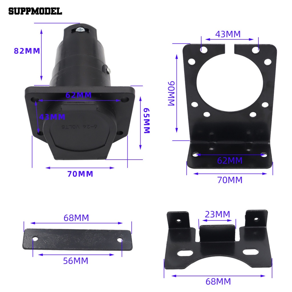 Suppmodel Gaya Amerika Soket Trailer Persediaan Semi Trailer Dual-Output Konektor Wiring Harness 7-Way Blade