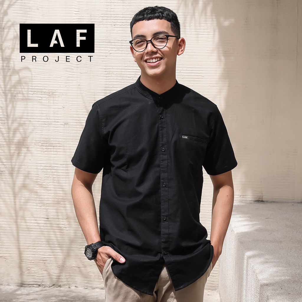 Baju Koko Kurta Pria Dewasa Lengan Pendek Kemeja Muslim Polos Linen Premium Original LAF Project
