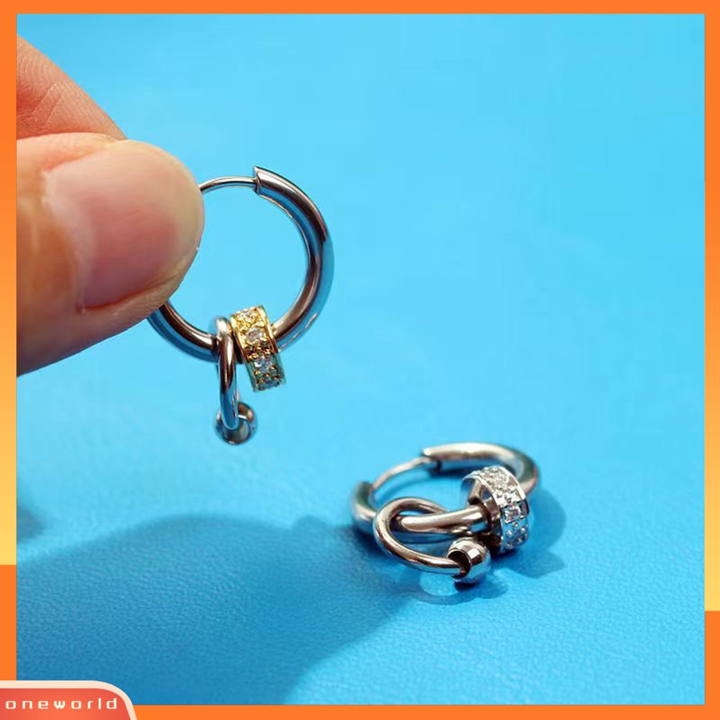 [OWR] 1pasang Ear Studs Multi-Layer Cincin Punk Hip Hop Kepribadian Hadiah Baja Titanium Keren Sederhana Pria Anting Perhiasan Fashion