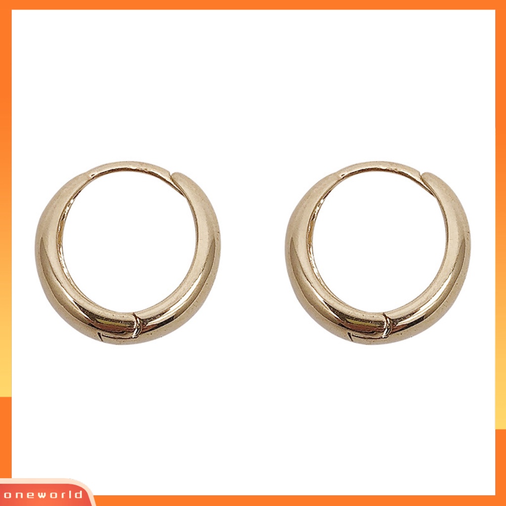 [OWR] 1pasang Anting Lingkaran Geometris Halus Tindik Kepribadian Electroplating Telinga Dekorasi Tebal Minimalis Tetesan Air Hoop Earrings Perhiasan Aksesori