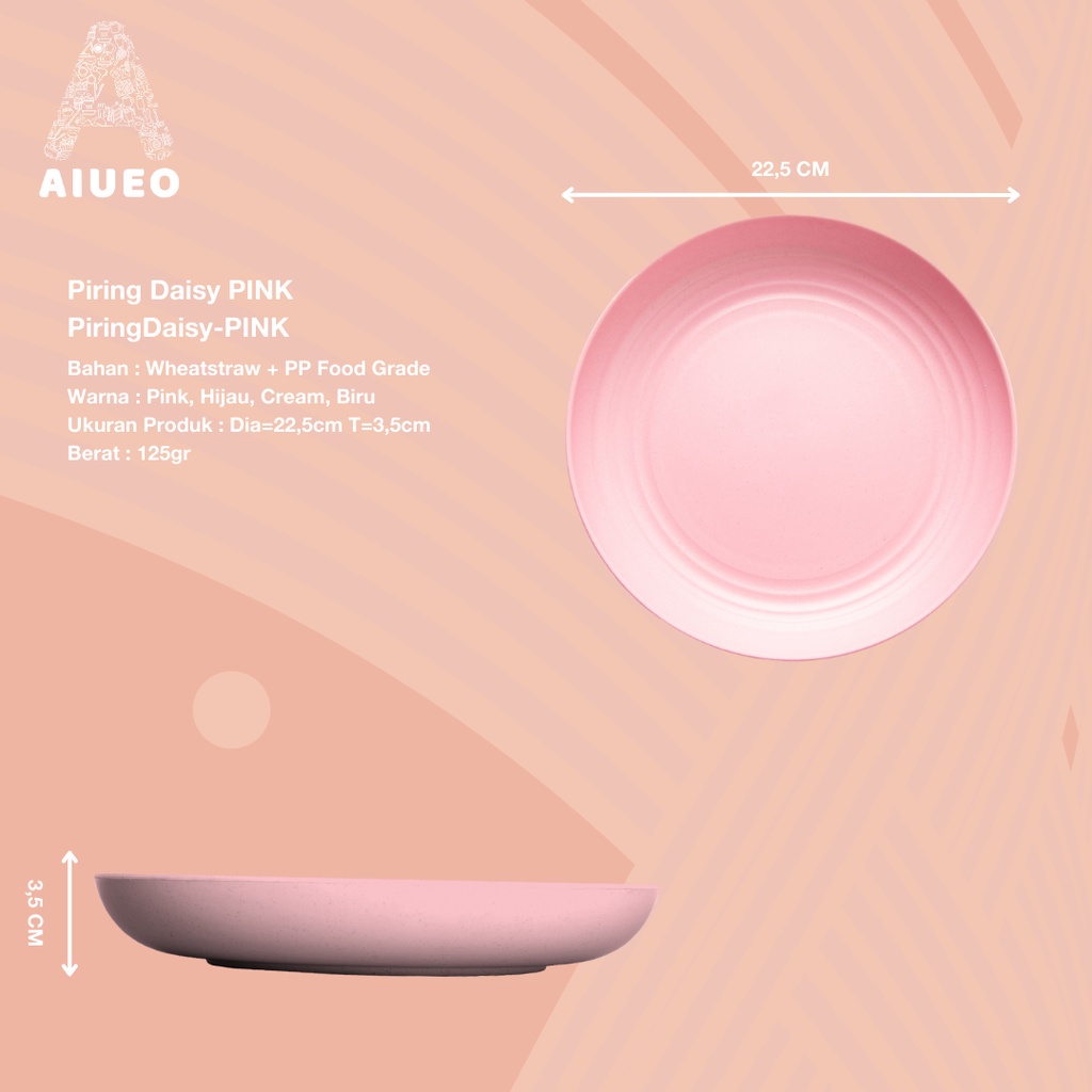AIUEO Piring Makan Bulat Anti Pecah | Piring Plastik | Dinner Plate 22,5cm Aesthetic