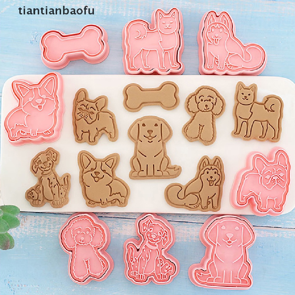 [tiantianbaofu] 8 Pcs Lucu Puppy Biskuit Cetakan DIY Teddy Dog Fondant Cookie Mold Alat Dekorasi Kue Cookie Cutters Pastry Moulds Perlengkapan Baking Butik