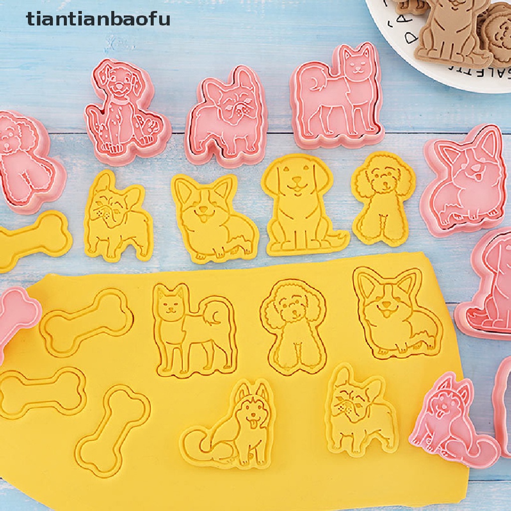 [tiantianbaofu] 8 Pcs Lucu Puppy Biskuit Cetakan DIY Teddy Dog Fondant Cookie Mold Alat Dekorasi Kue Cookie Cutters Pastry Moulds Perlengkapan Baking Butik