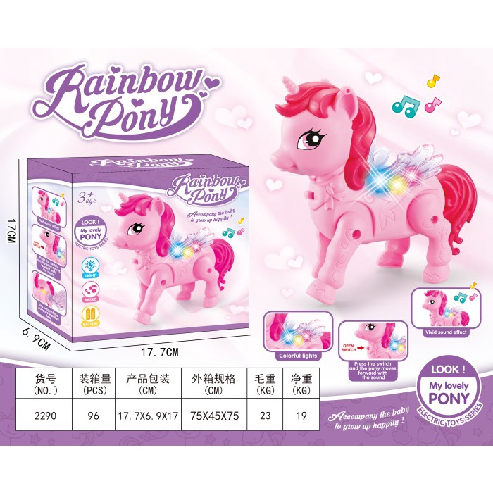 MAINAN KUDA RAINBOW PONY WALKING LITTLE CUTE LOVELY ELECTRIC TOYS KADO