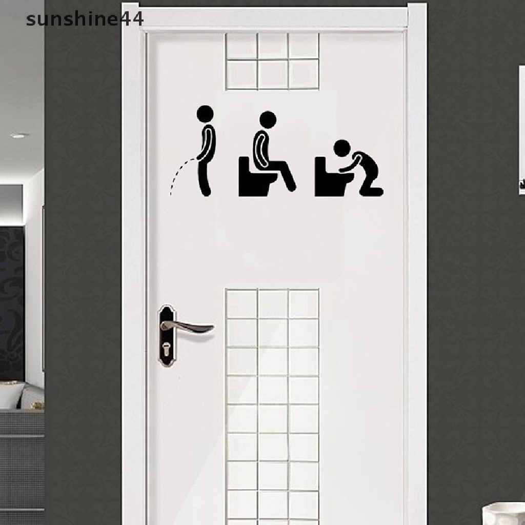 Sunshine Stiker Toilet Pria Lucu Stiker WC Removable Stiker Pintu Kamar Mandi Wall Sticker ID