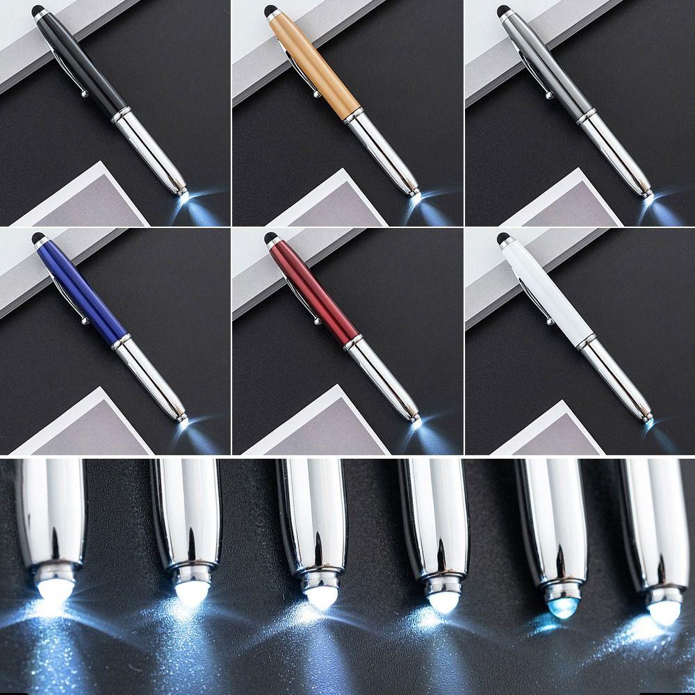 Nanas 3PCS Pulpen Multi Fungsi Alat Konstruksi Bahan Metal Dengan Lampu LED Bolpoin Bolpoin