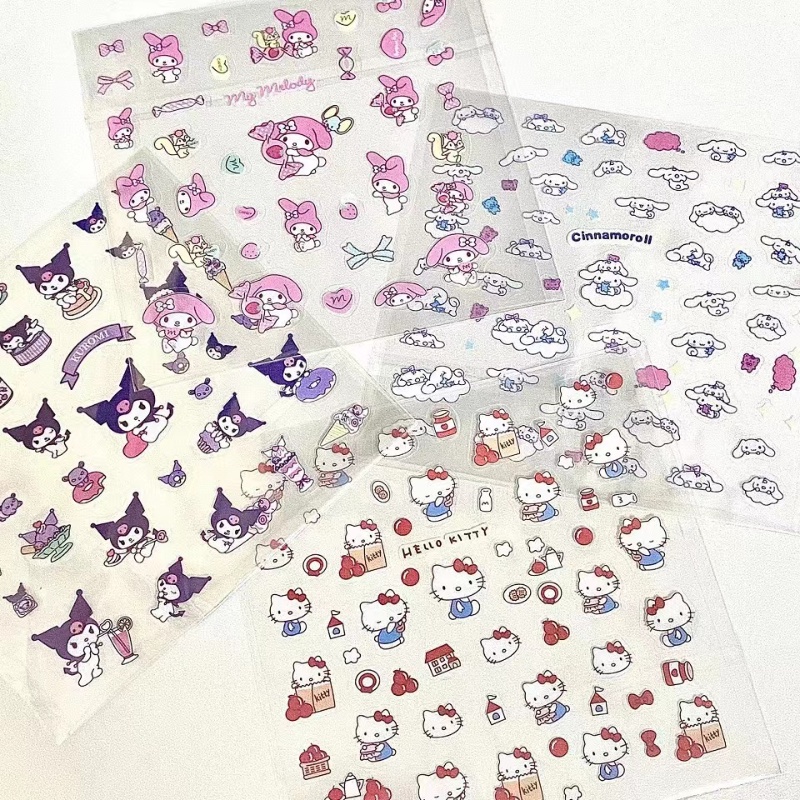 Sanrio Anak Lucu Karakter Kartun PVC Transparan Tahan Air Buku Pegangan DIY Stiker Indah Kompak Koper Ponsel Dekorasi Komputer