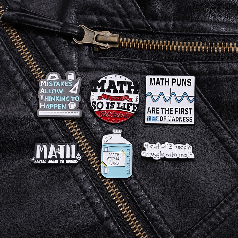 Kartun Elemen Matematika Koleksi Bros MATH Puns Lapel Pin Ransel Lencana Hadiah Untuk Teman Aksesoris Pakaian