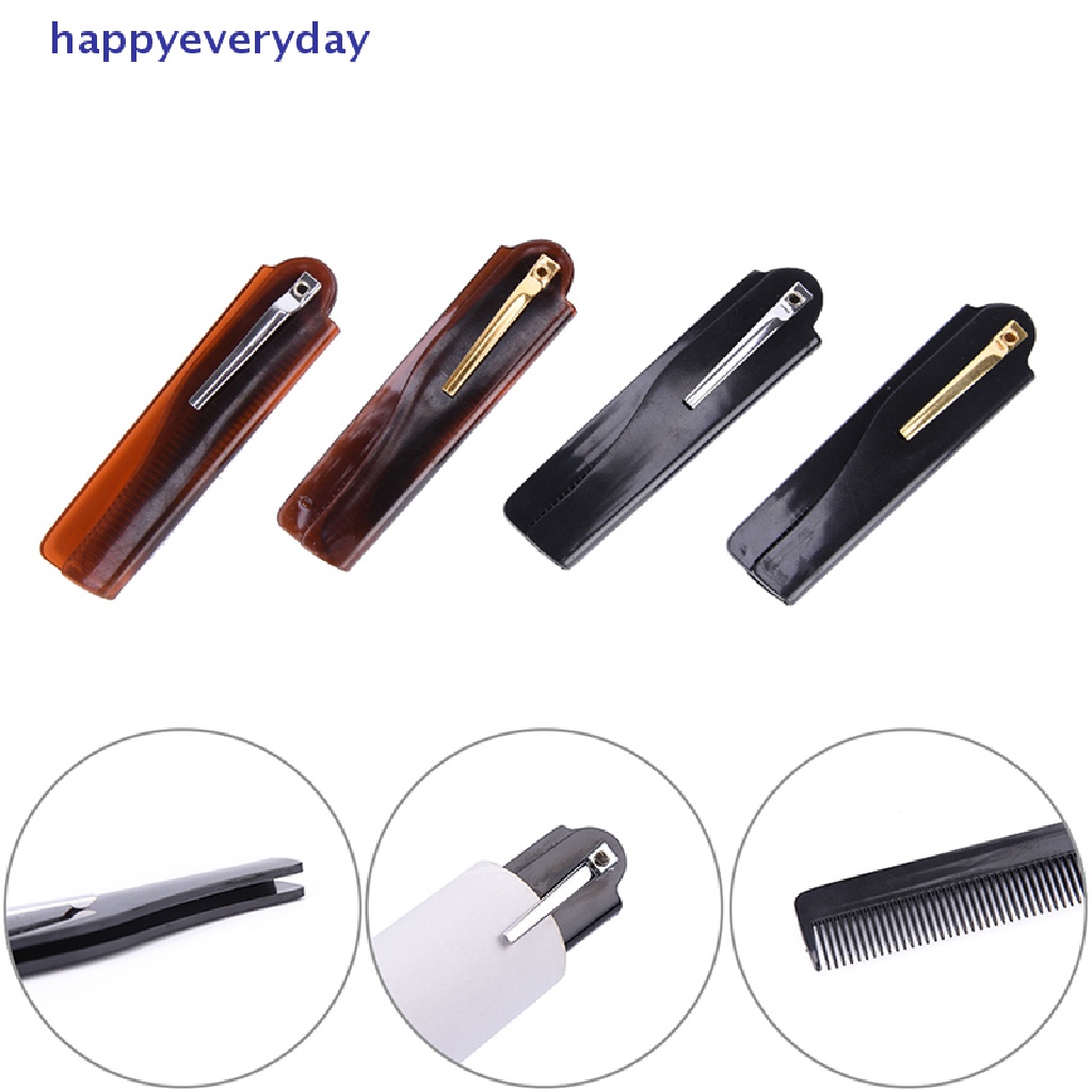 [happy] 1pc Sisir Rambut Lipat Pocket Clip Hair Moustache Beard Comb Alat Styling Rambut [ID]