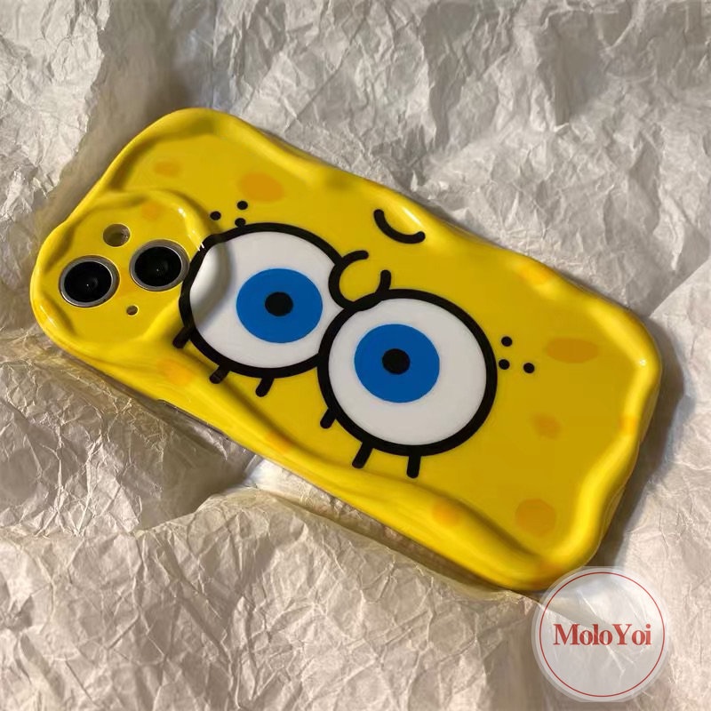 IPHONE Case Kompatibel Untuk Iphone11 14 13 12 Pro Max XR 6 6s 8 7 Plus X XS Max SE 2020 3D Wavy Curved Edge Glossy Lucu SpongeBob SquarePants Patrick Star Teman Baik Soft Cover