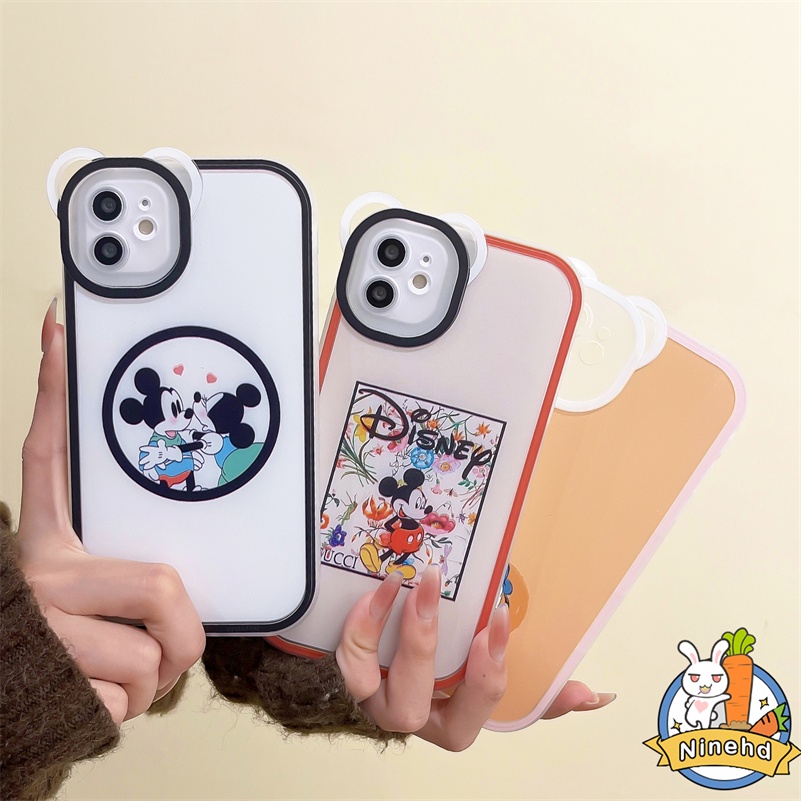 IPHONE Casing Kompatibel Untuk Iphone14 13 12 11 Pro Max X Xr Xs Max SE 8 7 6 6s Plus Kartun Mickey Mouse Simple Phone Case Bening Lembut Pelindung Lensa Bumper Shockproof Cover Pelindung