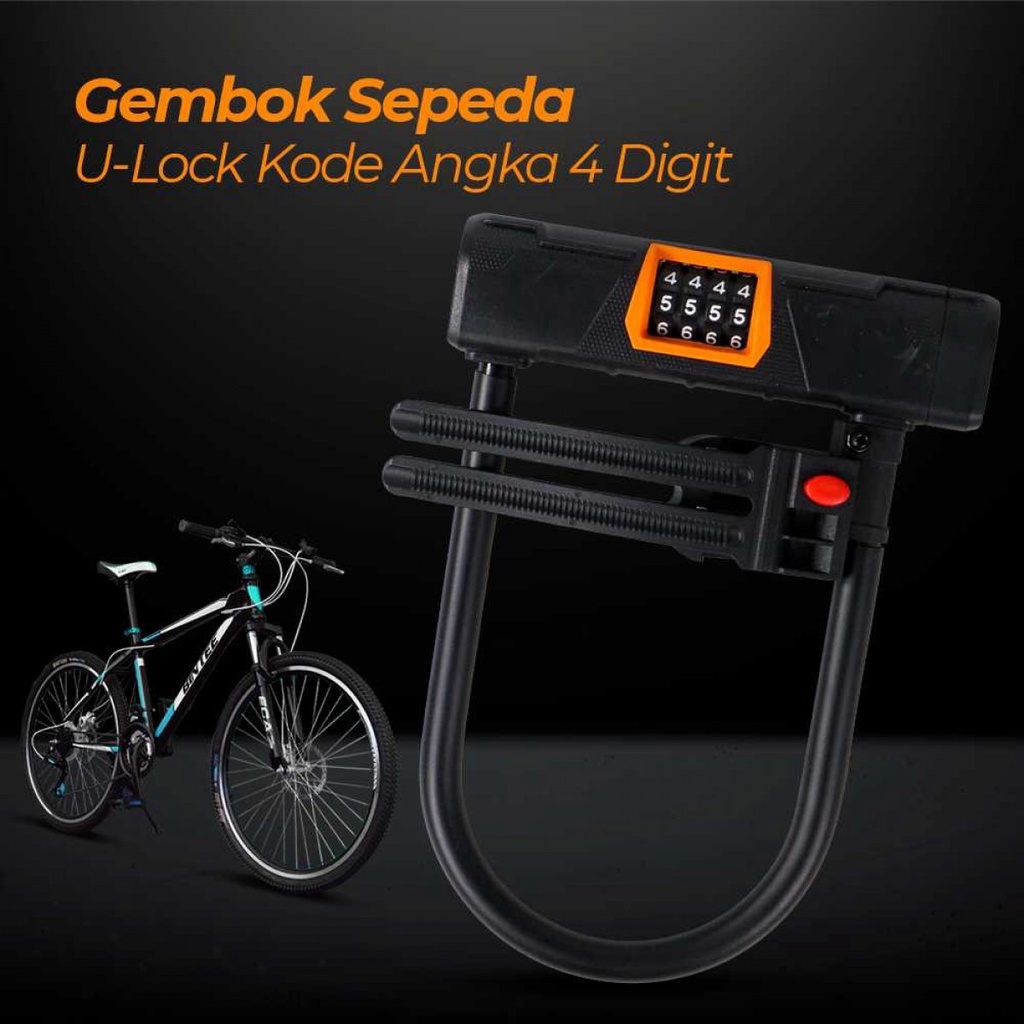 Gembok Sepeda Motor Pagar Rumah U-Lock Kode Angka 4 Digit 7RSEAQBK