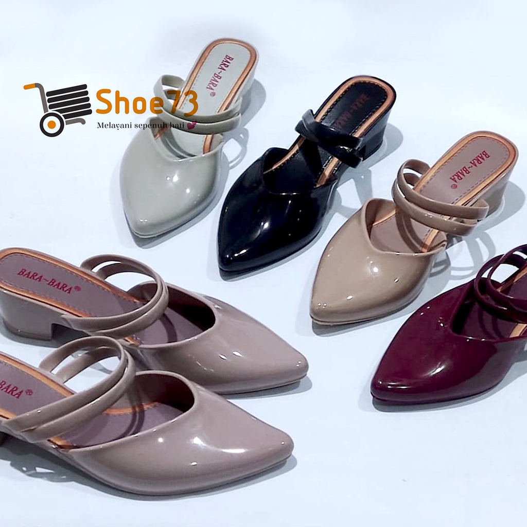 BARA-BARA 713-SPT2TL ORIGINAL, Heels jelly sandal / sendal slop lancip glossy wanita cewek impor