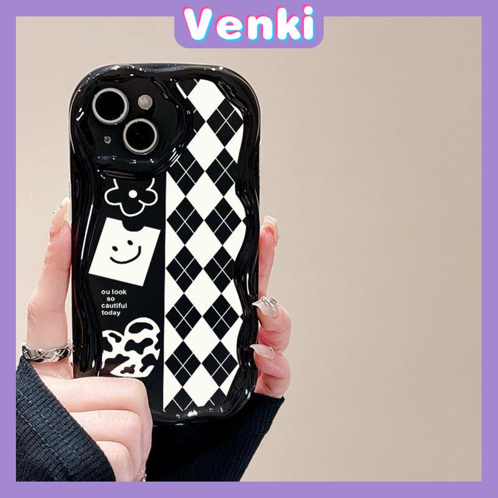 Case for iPhone 11 Pro Max TPU Soft Glossy Curved Wave Case Classic Checkerboard Camera Protection Shockproof For iPhone 14 13 12 11 Plus Pro Max 7 Plus X XR