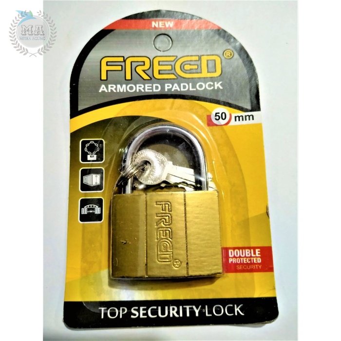 Gembok Kuning Kunci Pintu / Tas / Koper / Laci Ukuran 50 mm 50mm FREED OLS Gembok Besi Kuning Pres Leher Pendek 50 mm FREED Security Lock 2 Kunci [COD]