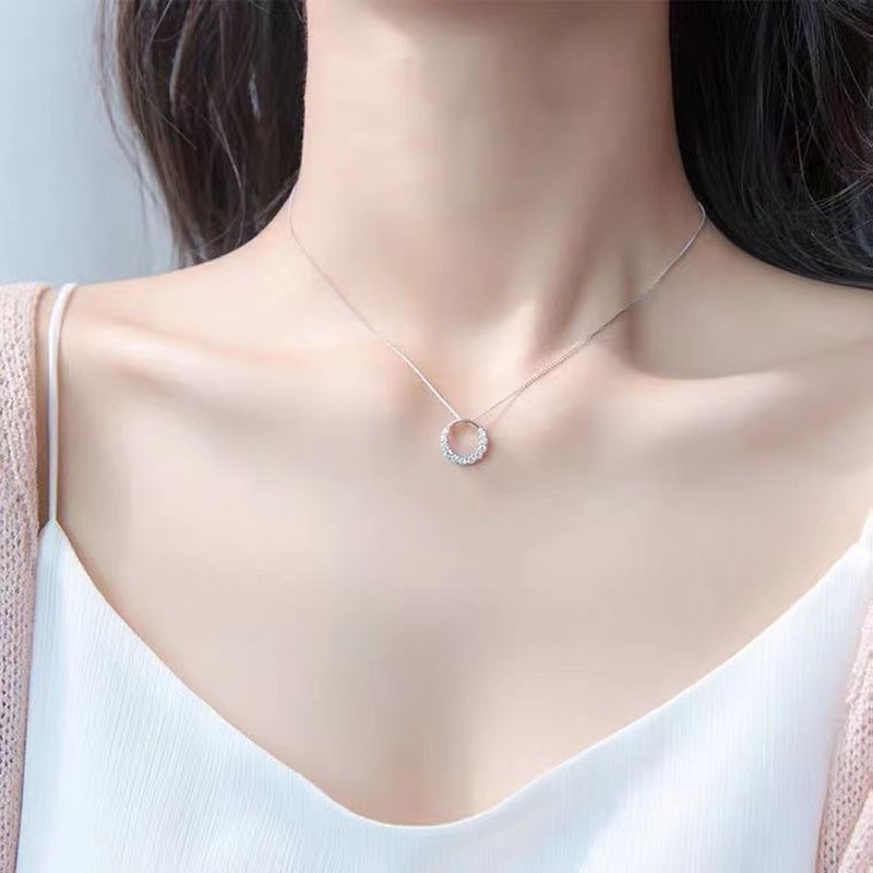 Kalung Berlian Imitasi Bulat Geometris Bahan Alloy Korea Untuk Anak Perempuan