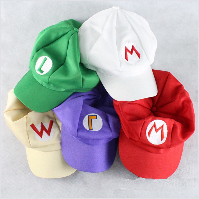 Topi Oktagonal Dewasa Super Mario Kartun Animasi Game Peripheral Anak Topi Matahari Cosplay Topi Orang Tua-Anak Topi Matahari Baret