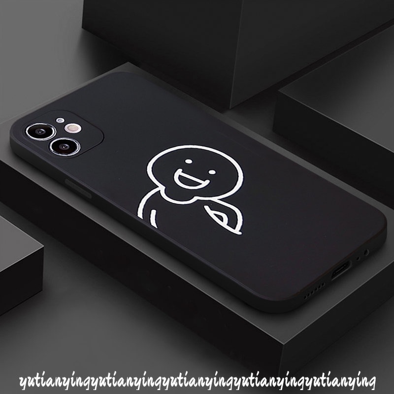 IPHONE Case Karakter Garis Lucu Kompatibel Untuk Iphone11 13 14 12 Pro Max X XS XR Max8 6 6S 7plus SE 2020 Pasangan Kartun Lucu Lembut Tpu Tepi Lurus Penutup Belakang