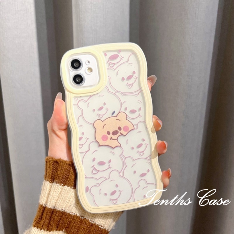 Kompatibel Dengan Samsung S22 S21 S20 Plus S22 S21 S20 Ultra S20 FE S21 FE Note 20Plus Note 20Ultra Cute Bear Wave Edge Phone Case
