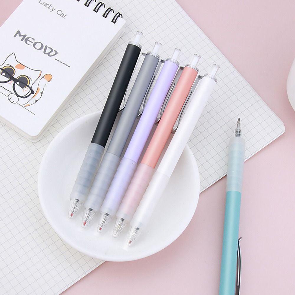 Populer 6Pcs/Set Gel Pulpen Perlengkapan Kantor Fashion Tinta Hitam 0.5mm Titik Halus Hadiah Pena Set Premium Ditarik