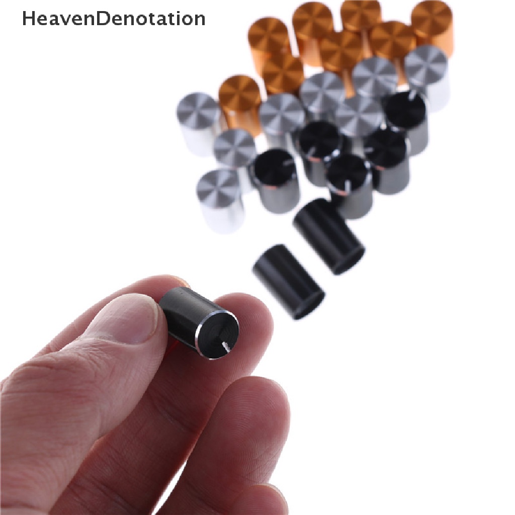 [HeavenDenotation] 8pc 10 * 15mm 6mm Dia Knurled Poros Aluminium Kontrol Volume Potensio Knobs HDV