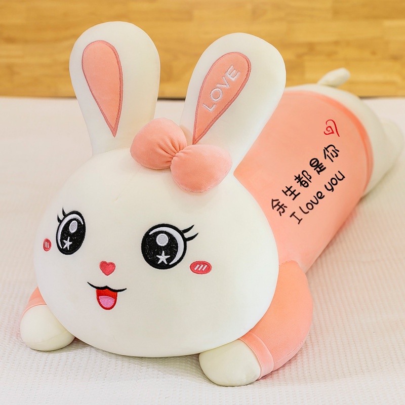 Boneka Mainan Mewah Kelinci Lucu Baru Boneka Kain Tidur Strip Lempar Bantal Sebagai Hadiah Kecil Untuk Perempuan