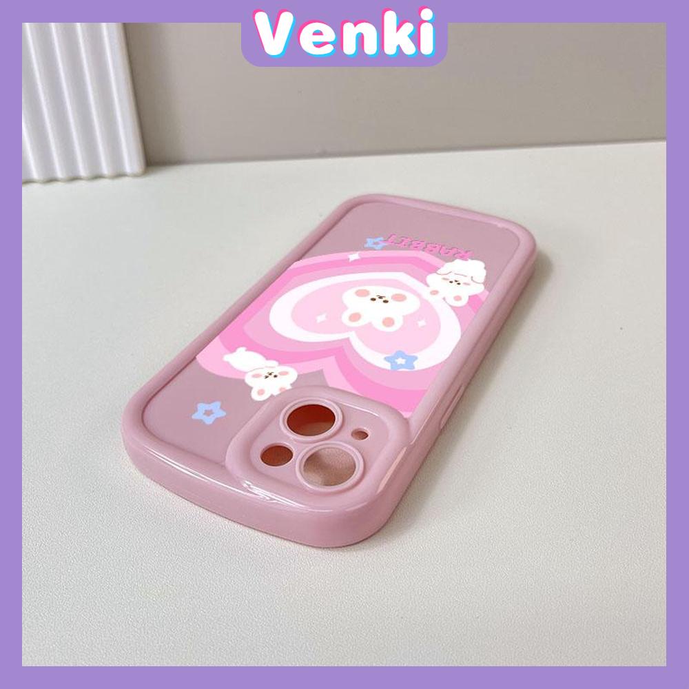 Case for iPhone 11 Soft TPU Glossy Round Edges Case Pink Heart Cute Cartoon Rabbit Camera Protection Shockproof For iPhone 14 13 12 11 Pro Max 7 8 Plus X XR