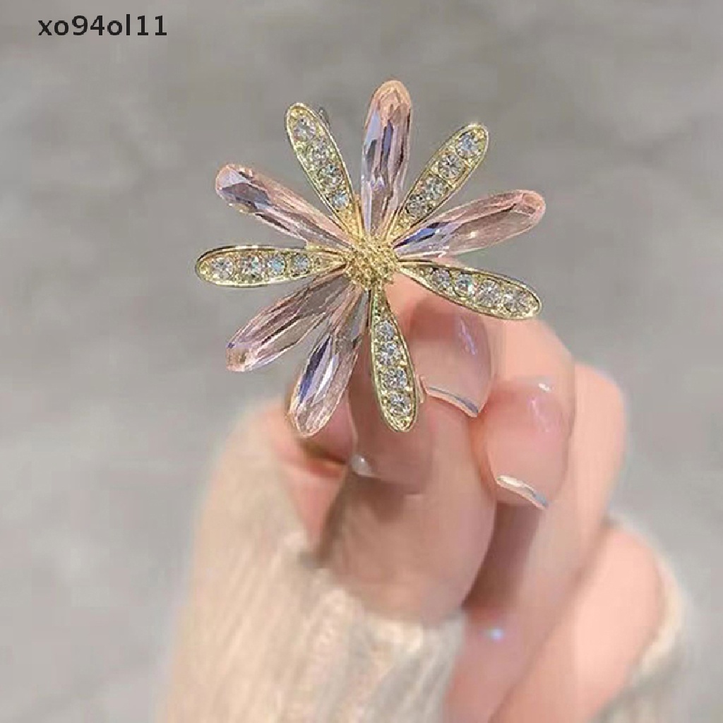 Xo Korea Kristal Kaca Bunga Daisy Bros Perempuan Sederhana Bros Jas Mantel Aksesoris Perhiasan Pernikahan Kasual Broche Hadiah Anti Slip Pin Untuk Jas OL