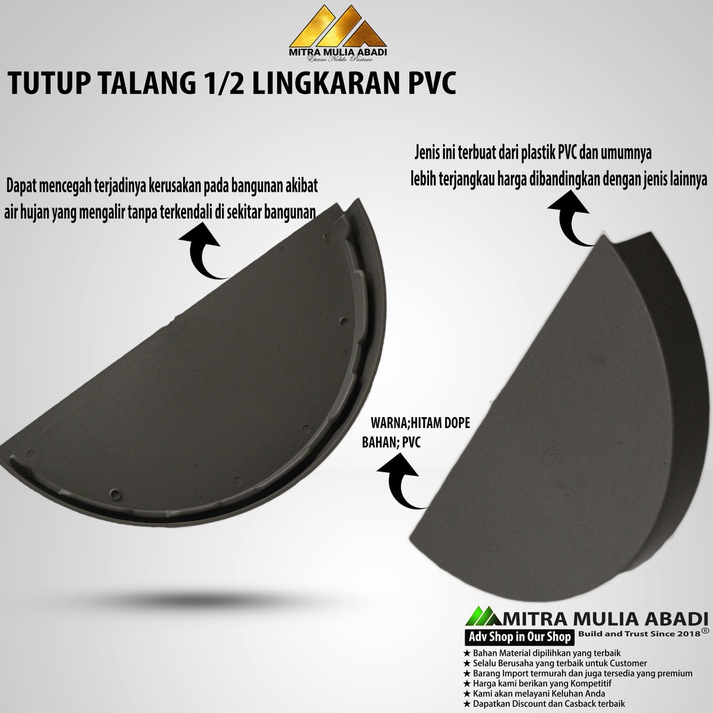 Tutup Talang 1/2 Lingkaran Pvc 6 Inci